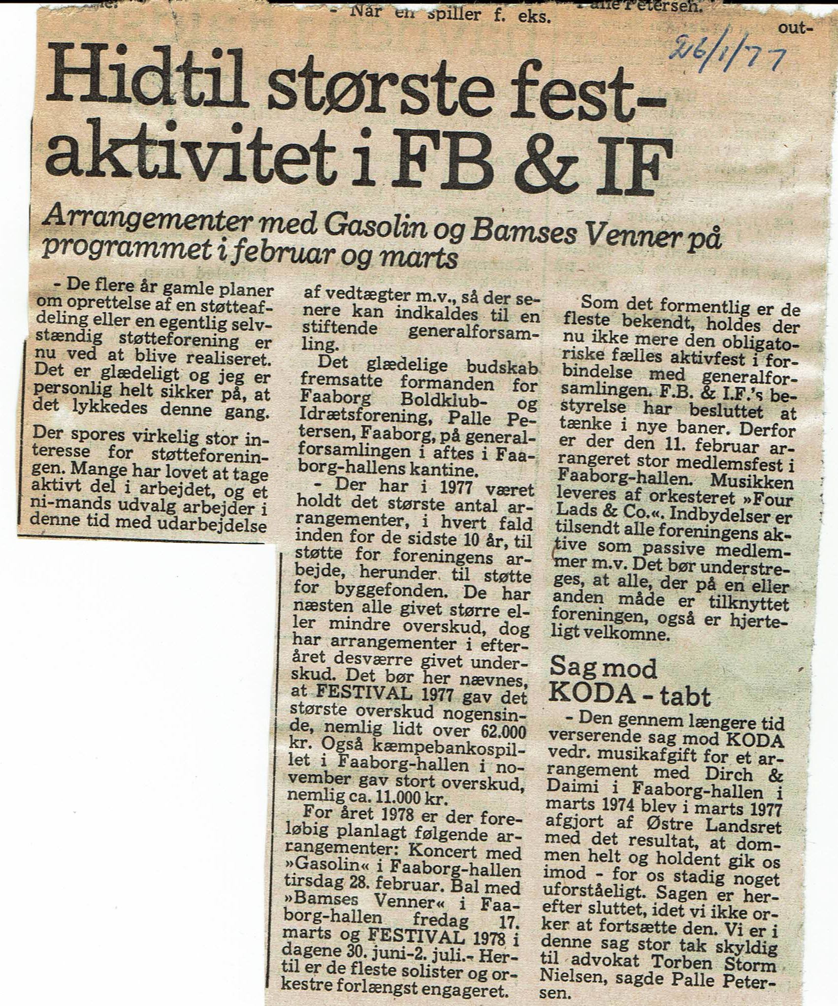 Faaborg Festival artikel januar 1977